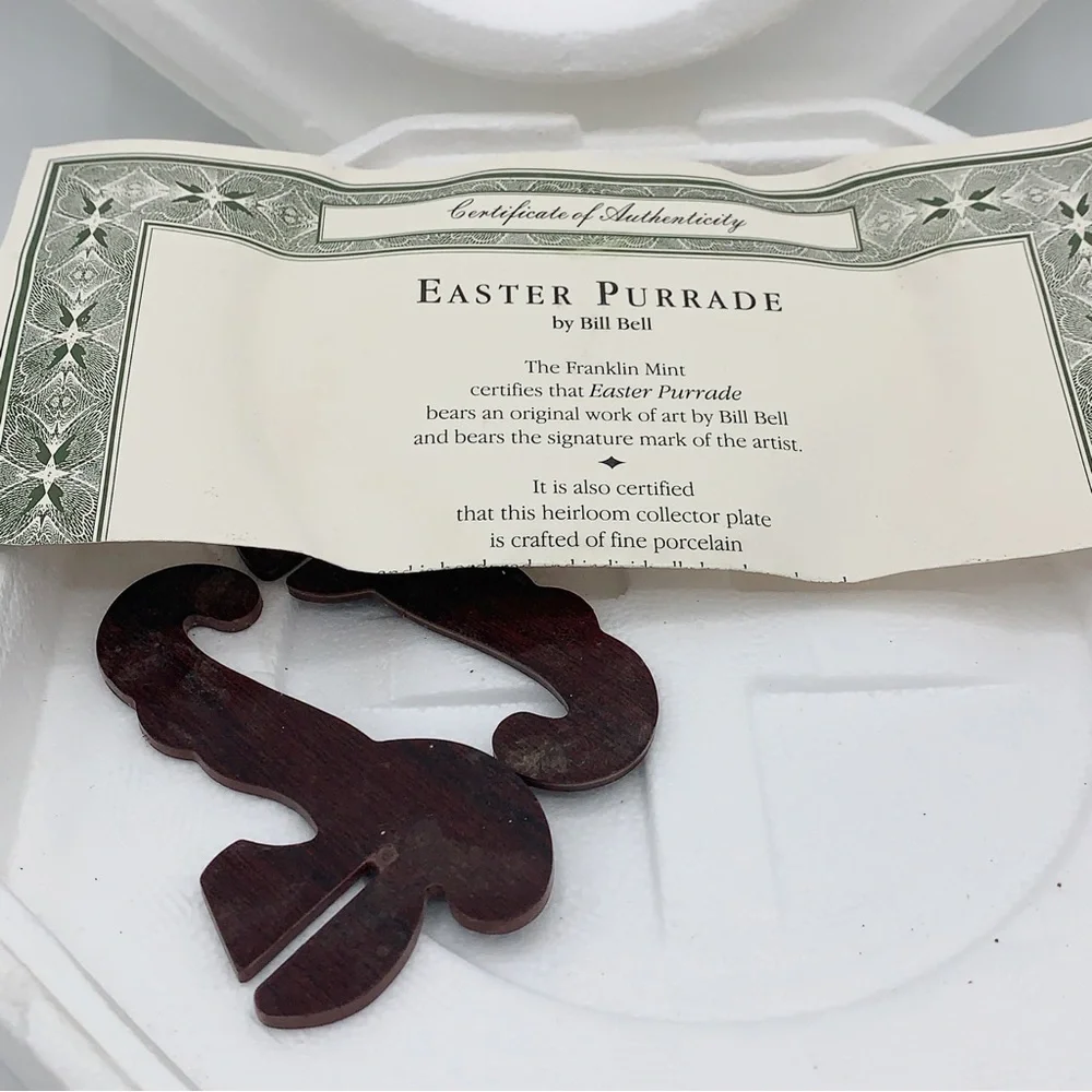 Franklin Mint Easter Purrade -Bill Bell Limited Edition Fine Porcelain Cat Plate - Picture 4 of 4